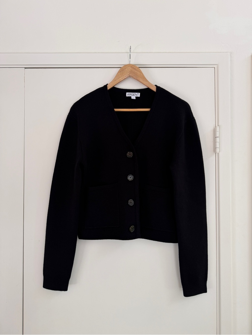 Black V-Neck Button Cardigan Sweater